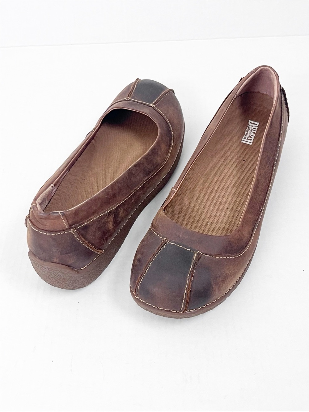 DULUTH Andina Brown Distressed Leather Upper Slip On Shoes Size 9